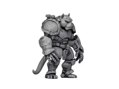 Bulldog Cyborg Low-poly 3D model