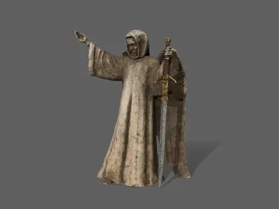 Angel statue of holding sword Low-poly 3D model