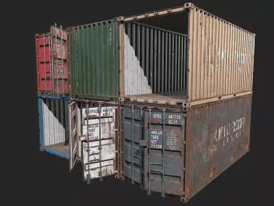 Low Poly PBR Shipping Container 20ft Low-poly 3D model