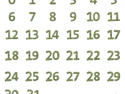 Grass Date Number Pack Vol 1 Low-poly 3D model