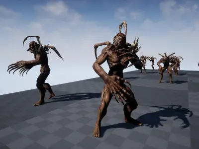 Mutant4 undead creature with horns and claws Low-poly 3D model