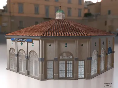 Building by the sea Low-poly 3D model