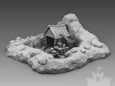 Cartoon stone quarry 3D print model