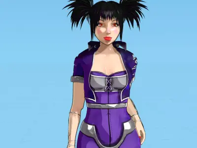 Cyberpunk Angel Flying Animation Low-poly 3D model