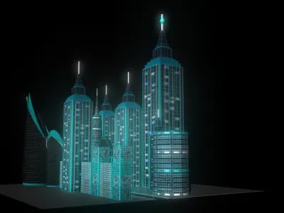 Sci-Fi Gaming City Exterior  Low-poly 3D model