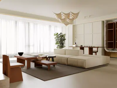 Modern minimalist living room 3D model