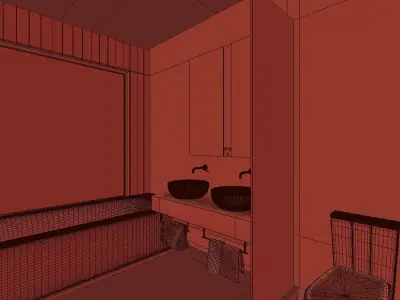 Contemporary Bathroom Scene 3D model