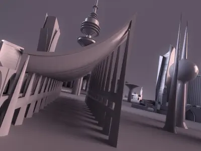 Kuwait Landmarks Cityscape Skyline 3D model
