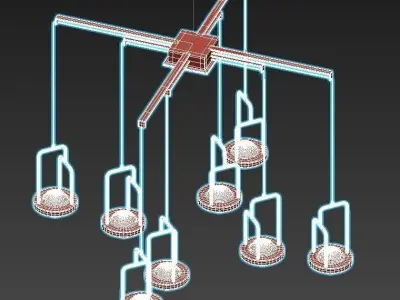 dighton-ch gold pendant light with glass shades 3D model