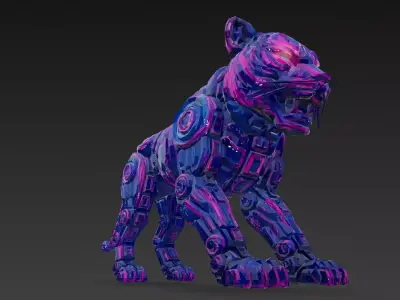 Cartoon Crystal Tiger PBR 3D Model 3D model