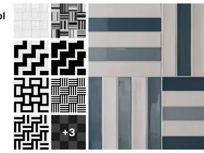 Elongated Subway Tile in Crosshatch Layout Texture