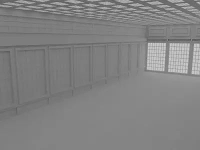 Japanese training dojo no material 3D model