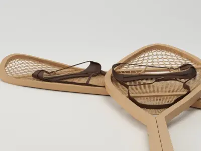 Snowshoes two wooden 3D model