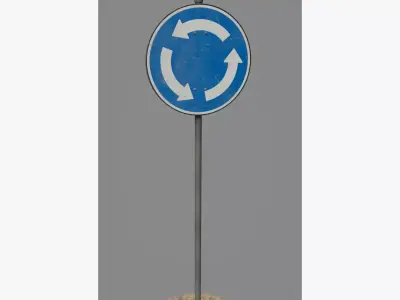 Road Sign 08 - Mandatory Way - Roundabout Low-poly 3D model