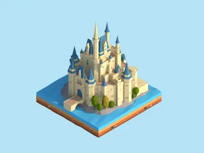 Cartoon Low Poly Disney Castle  Low-poly 3D model