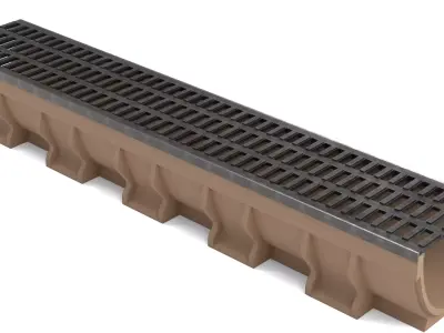 Channel  Drain with Metal Grate 3D model
