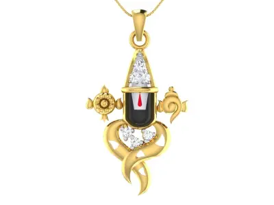 light weight yellow gold  diamond pendent -ZA PN 2142-B-GCH 118 3D print model