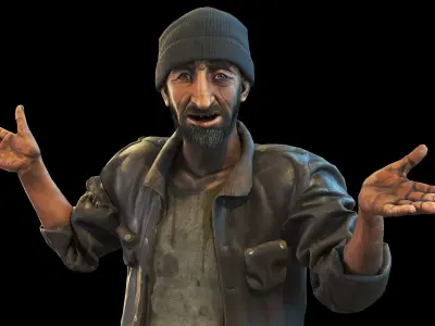 Homeless person Vincent Low-poly 3D model