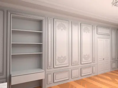  Haussmann Living Room Interior with French Windows White 