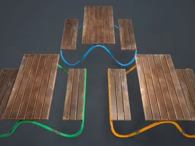 HVILAN picnic table PBR Game Ready Low-poly 3D model Low-poly 3D model