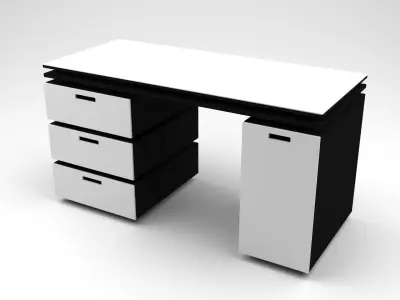 Black and White Stylish Minimalist Table - 3ds Max Model Low-poly 3D model