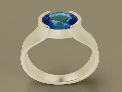 Half bezel set oval shape diamond solitaire ring Free 3D print model