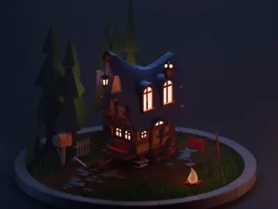 Magical Forest Cottage Low-poly 3D model
