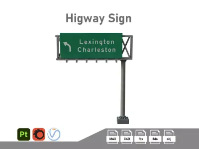 Highway Sigh 03 Low-poly 3D model