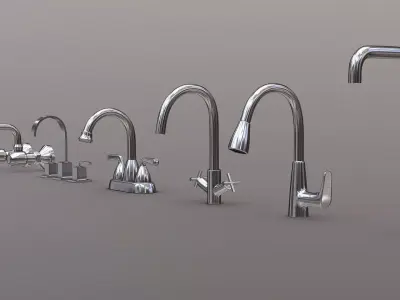 Faucet Collection Set chrome with two handles 3D model