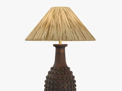 Terracotta Base Raffia Shade Table Lamp 3D model