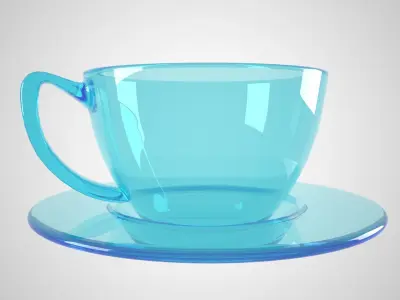 Glass Coffee Cup Light Cyan Color 3D model