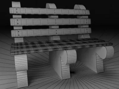 Bench made of concrete and wood 3D model