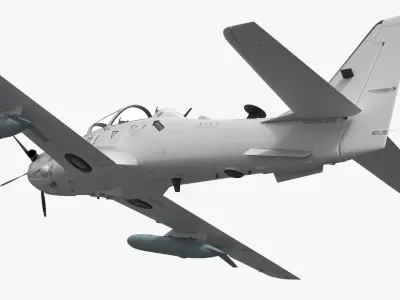  Compact Military Attack Plane with External Fuel Tanks White 
