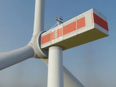 Low-Poly and Animated Wind Turbine 250m Low-poly 3D model