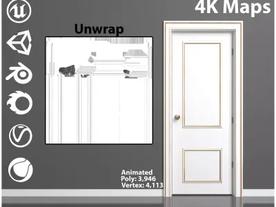 The interior door has become deformed Low-poly 3D model