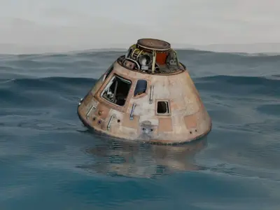 Animated Apollo Capsule Floating In The Ocean 3D model