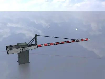 Railway Crossing Barrier 4 m closed Low-poly 3D model