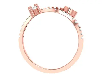 Solitaire Women Light Weight Marquise Round Stone Band Ring 3D print model purchase