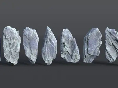 8 Modular Sharp Cliffs - 250706 Low-poly 3D model