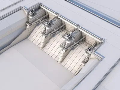 Poly Hydroelectric Dam Low-poly 3D model
