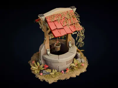 Water Well Stylized - Game Environment Prop Low-poly 3D model