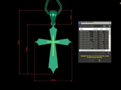 Light Gold 18K Cross Pendant 2CP031 3D print model