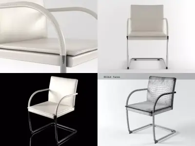 George four different chairs on metal frame 3D model