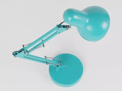 Desk Lamp Flexo Turquoise - PBR metal desk lamp 3D model