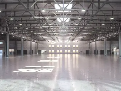 Warehouse empty with windows 3D model