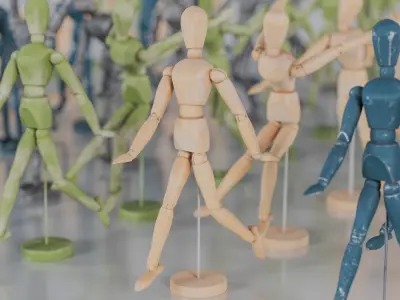 Mannequin Clone Army 16 3D Scans with PBR Textures Low-poly 3D model