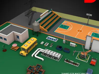 Low Poly Apartment Building Low-poly 3D model