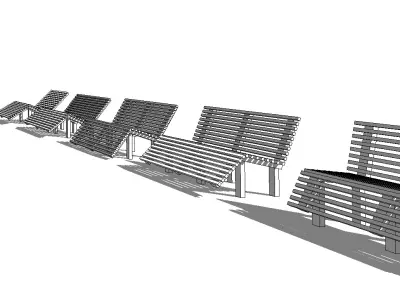 Parametric Bench with Footboard and Backrest - Revit Family BIM 3D model