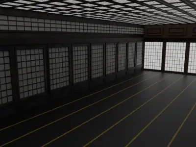 Japanese training dojo Low-poly 3D model