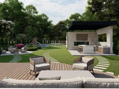 Garden Landscape 3D Model - SketchUp and Lumion Scene 3D model 3D model